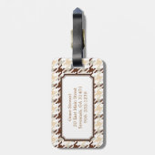 Chic beige houndstooth plaid monogram bagagelabel (Achterkant verticaal)