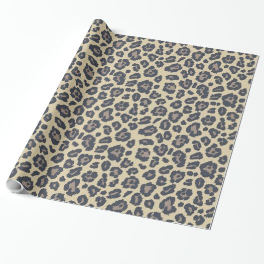 Chic Beige Leopard Print Patroon Cadeaupapier (Uitgerold)