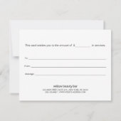 Chic Beige Linen Calligrafie Cadeaubon (Achterkant)