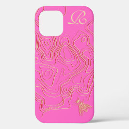 Chic Beige Monogram Hoesje-Gemate iPhone Case