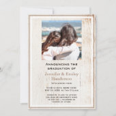 Chic Beige photo double graduation Announcement Kaart (Voorkant)