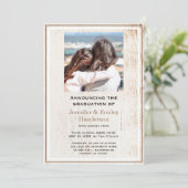 Chic Beige photo double graduation Announcement Kaart (Staand voorkant)