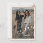 Chic Beige photo double graduation Announcement Kaart (Achterkant)