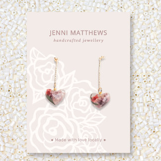 Chic Beige Rose Boeket Bloemen Oorbel Display Visitekaartje