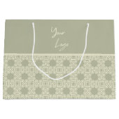 Chic Beige Salie Groen Streep Custom Zakelijk Logo Groot Cadeauzakje (Voorkant)