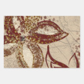 Chic Beige Texture Burgundy Floral Abstract Inpakpapier Vel (Voorkant)