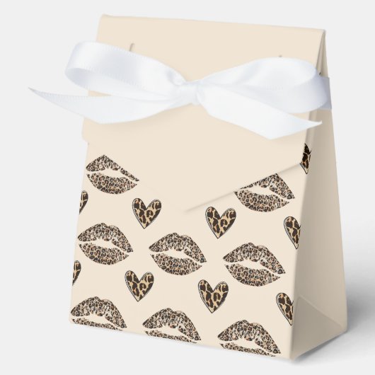 Chic Beige & Zwarte Luipaardprint Bedankdoosjes (Voorkant)