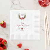 Chic Berries Bullfinch Winter Wreath Wedding Servet (Insitu)