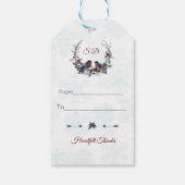 Chic Berries Bullfinch Winterkrans Huwelijk Cadeaulabel (Achterkant)