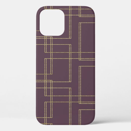 Chic Berry Mauve & Gold Geometric Glam Case-Mate iPhone Case (Achterkant)