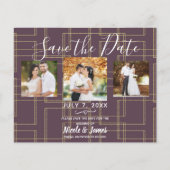 Chic Berry Mauve & Gold Geometric Glam Save Date (Voorkant)