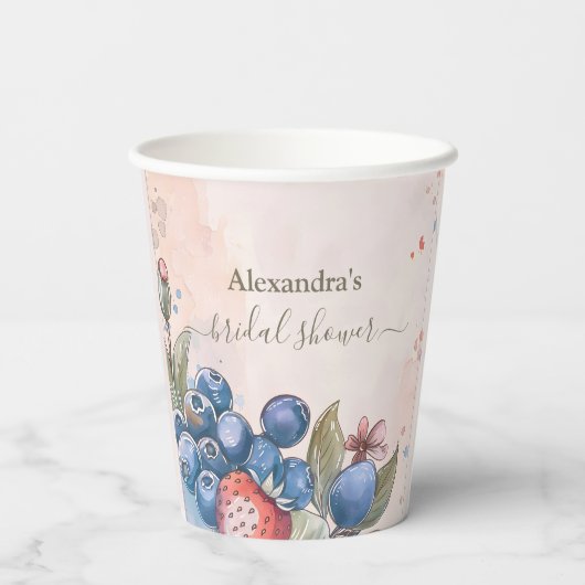 Chic Berry Sweet Strawberry Vrijgezellenfeest Papieren Bekers (Achterkant)