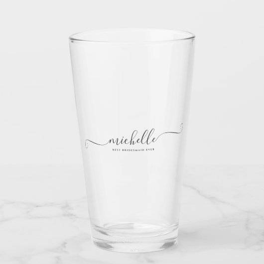 Chic Best Bridesmaid Ever Custom Name Script Glas (Voorkant)