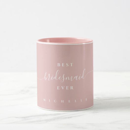 Chic Best Bridesmaid Ever Custom Name Script Mok (Midden)