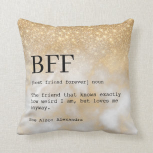 Chic Best Friend Definition Gold Glitter Kussen
