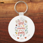 Chic Best Mam Ever Calligraphy Floral Sleutelhanger (Voorkant)