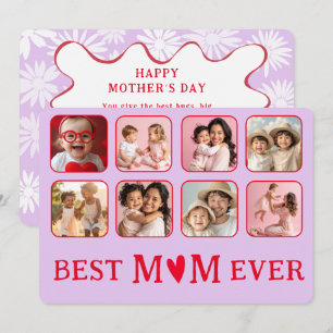 Chic Beste Moeder Ooit Paarse & Roze Foto Feestdagenkaart