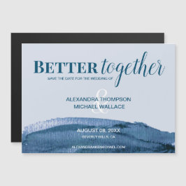 Chic Beter samen blauwe waterverf penseelstreek Magnetische Uitnodiging