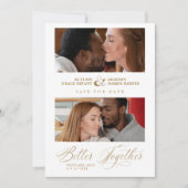 Chic Better Together Quote 2 Photos Wedding Save The Date (Voorkant)
