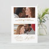 Chic Better Together Quote 2 Photos Wedding Save The Date (Staand voorkant)