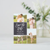 Chic Bewaar de datum 4-foto collage Aankondigingskaart (Staand voorkant)