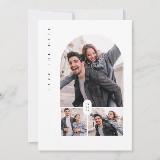 Chic Bewaar de datum, Foto Minimalist Bewaar de da Kaart (Voorkant)