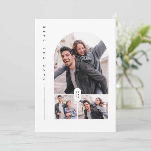 Chic Bewaar de datum, Foto Minimalist Bewaar de da Kaart (Staand voorkant)