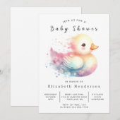 Chic bewerkbaar Eend Baby shower Kaart (Voorkant / Achterkant)
