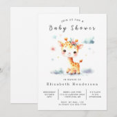 Chic bewerkbaar Giraffe Baby shower Kaart (Voorkant / Achterkant)