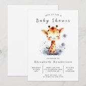 Chic bewerkbaar Giraffe Baby shower Kaart (Voorkant / Achterkant)