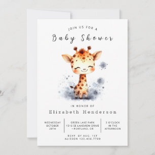 Chic bewerkbaar Giraffe Baby shower Kaart