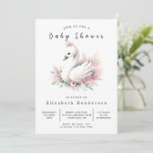 Chic bewerkbaar Swan-Baby shower Kaart (Staand voorkant)