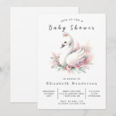 Chic bewerkbaar Swan-Baby shower Kaart (Voorkant / Achterkant)