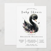 Chic bewerkbaar Swan-Baby shower Kaart (Voorkant / Achterkant)