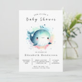 Chic bewerkbaar walvis Baby shower Kaart (Staand voorkant)