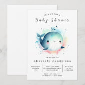 Chic bewerkbaar walvis Baby shower Kaart (Voorkant / Achterkant)