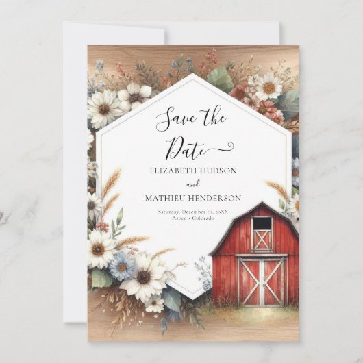 Chic bewerkbare Barnyard Wedding Save The Date (Voorkant)