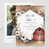 Chic bewerkbare Barnyard Wedding Save The Date (Voorkant / Achterkant)