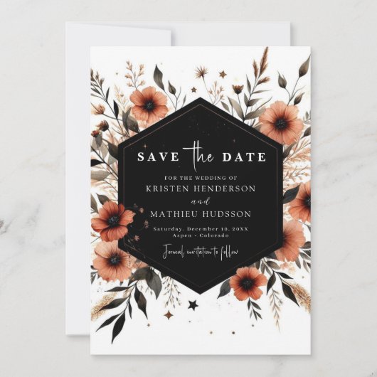 Chic bewerkbare Terracotta bruiloft Save The Date (Voorkant)
