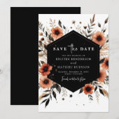 Chic bewerkbare Terracotta bruiloft Save The Date (Voorkant / Achterkant)