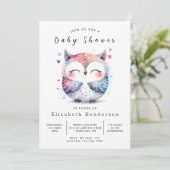Chic bewerkbare uil Baby shower Kaart (Staand voorkant)