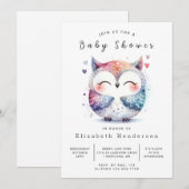 Chic bewerkbare uil Baby shower Kaart (Voorkant / Achterkant)
