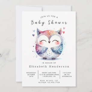 Chic bewerkbare uil Baby shower Kaart