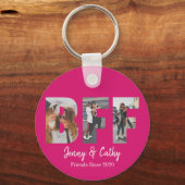 Chic BFF 3 Fotovriendschap Besties magenta roze Sleutelhanger (Voorkant)