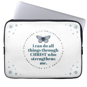 Chic Bible Verse Philippians Blue Butterfly-laptop Laptop Sleeve