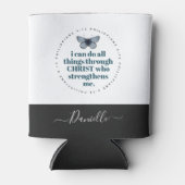 Chic Bible Verse Philippians Blue Butterfly Name Blikjeskoeler (Voorkant)