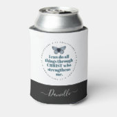 Chic Bible Verse Philippians Blue Butterfly Name Blikjeskoeler (Blikje Achterkant)