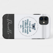 Chic Bible Verse Philippians Blue Butterfly Name Case-Mate iPhone Case (Achterkant (horizontaal))