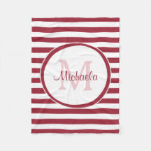 Chic Big Stripes Monogramed Name in Red and White