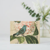 Chic  Bird camellia franse botanische kunst Briefkaart (Staand voorkant)